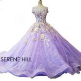 Vestido de Noiva rendado com flores de luxo Roxo cod 01