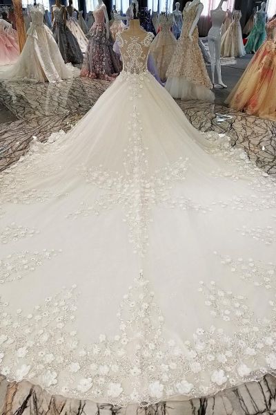 Vestido de Noiva de mangas curtas & cauda Catedral cod 05