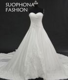 Vestido de Noiva de Cetim com Apliques em Renda cod 04